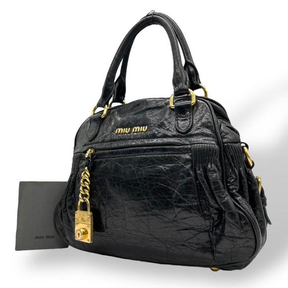 MIU MIU Black Leather Tote Bag - Picture 1 of 16